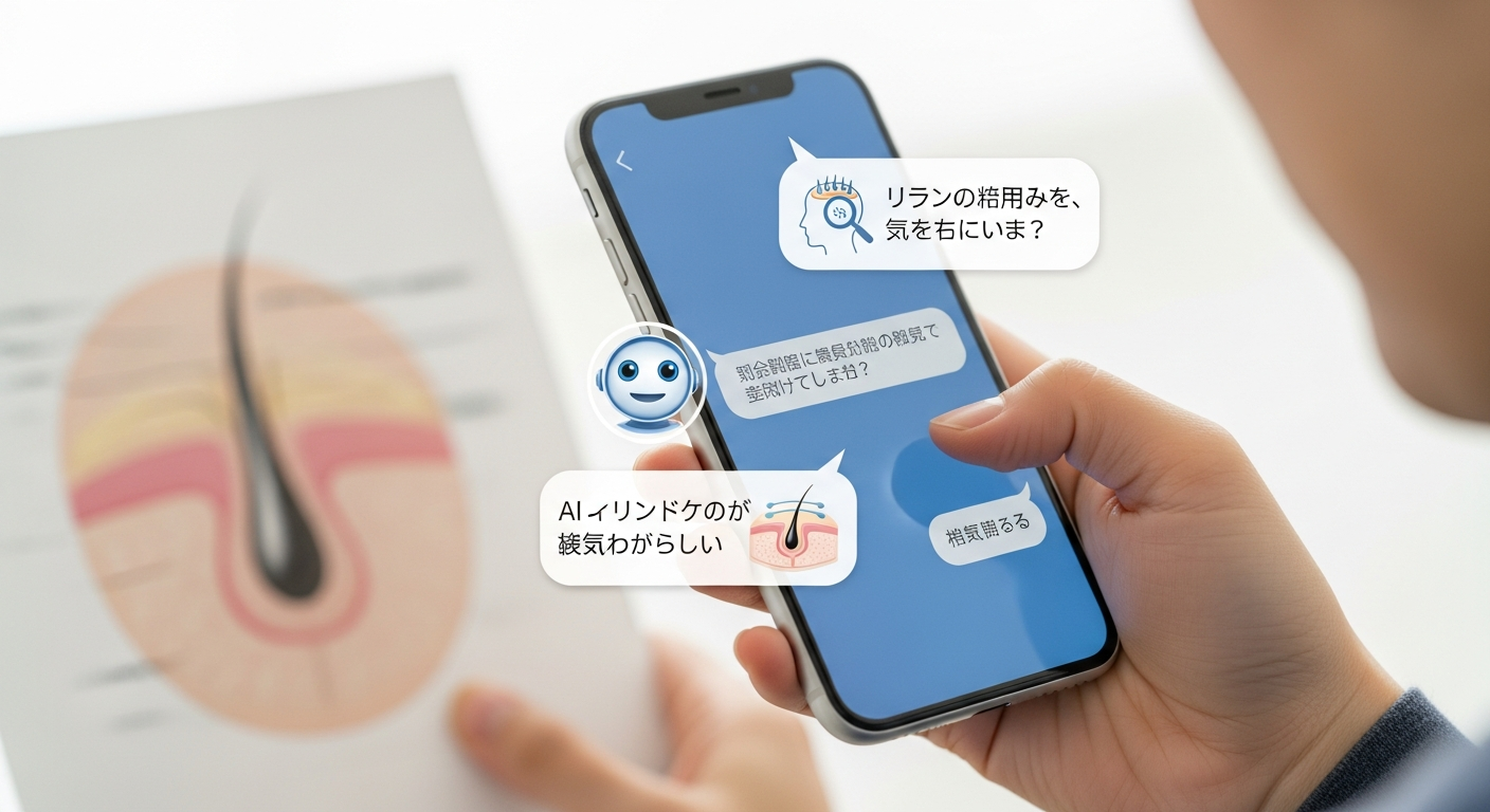 スマートフォンでAI相談をする様子